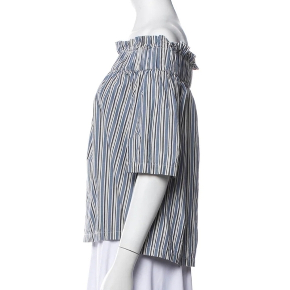 Ganni Striped Off-the-Shoulder Blouse - Picture 2 of 2